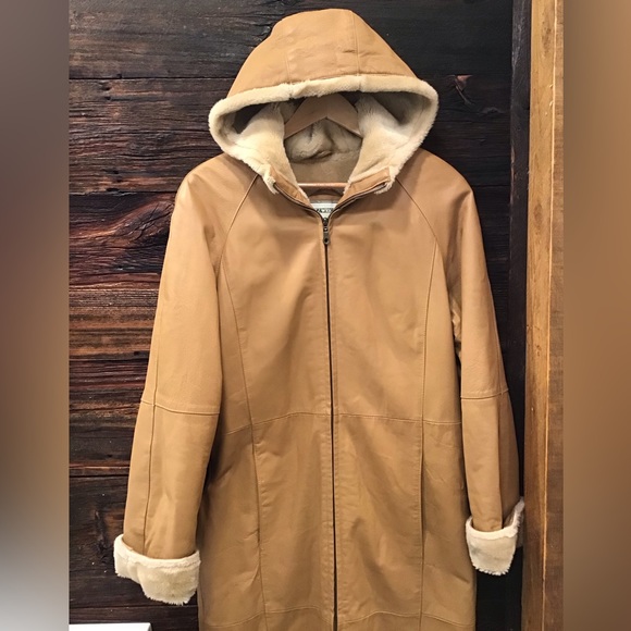 Vintage Fitz Wright Womens Leather Trench Coat Size S Hooded Maxi Penny Lane - Picture 16 of 16